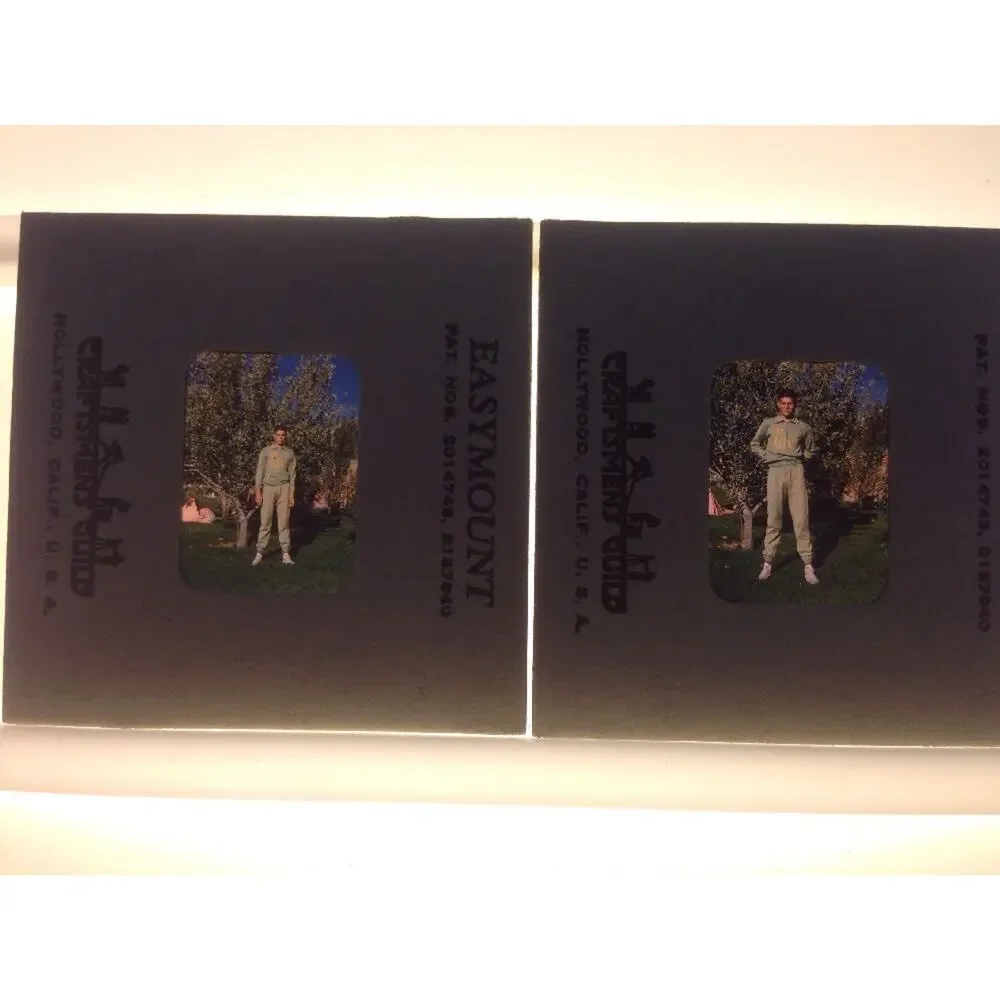 Lot 2 Vtg 40s Kodachrome Italia Polo Young Man by Tree Photograph Color Slides